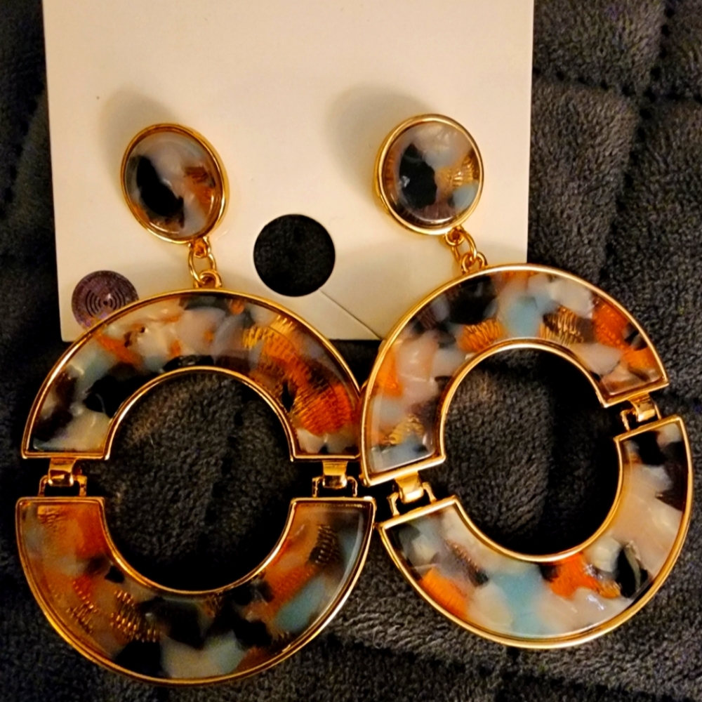 MULTI COLOR, gold earrings